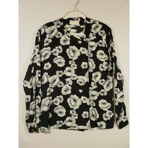 Vintage Pendleton Sophisticates Blouse SZ 6 Long Sleeve Floral Asymmetric Button